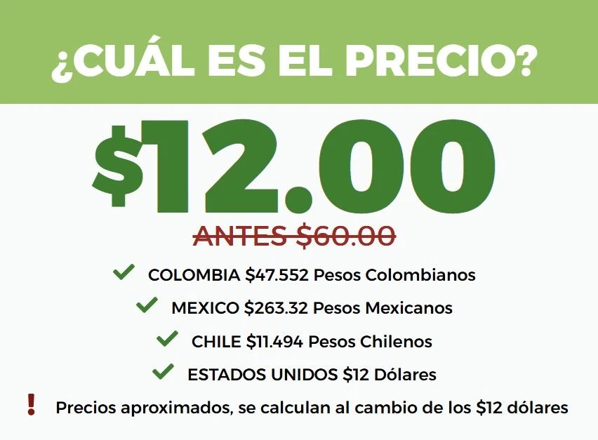 Cuál es el precio: $12.00 antes $60.00